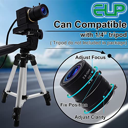 1080p Webcam: High-End USB Camera with 2.8-12mm Varifocal – Side View