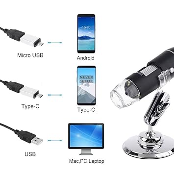 Handheld Digital Microscope Accessories 3-in-1 Digital Microscope 1600X Portable 2Adapters Microscope Accessories (Color : with dimming knob)