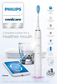 Philips Sonicare DiamondClean Smart Electric, Rechargeable toothbrush for Complete Oral Care, with Charging Travel Case, 5 modes – 9500 Series, White, HX9924/01