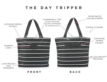 ALOHA Collection Totes, Pinstripe White on Black (DT), Day Tripper Tote