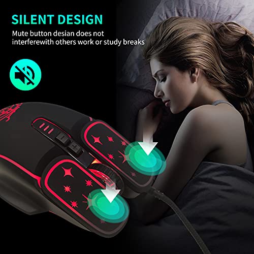 Greshare Gaming Mouse: 4 Colors Backlit Optical Game Mice – Back View
