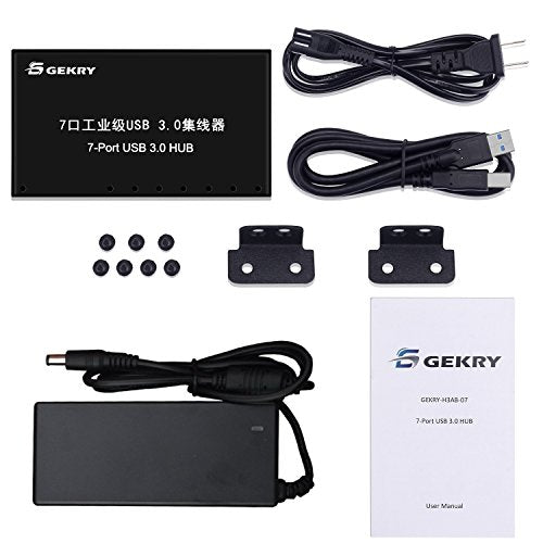 GEKRY USB 3.0 Hub: 7-Port Powered USB Data Hub with 36W AC – Packaging