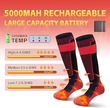 Heated Socks, Rechargeable 5000mah Battery Heated Socks for Men Women, Upgraded Washable Electric Thermal Warming Socks, Bluetooth App Control Winter Feet Warmer for Camping Hiking Skiing OutdoorsXL