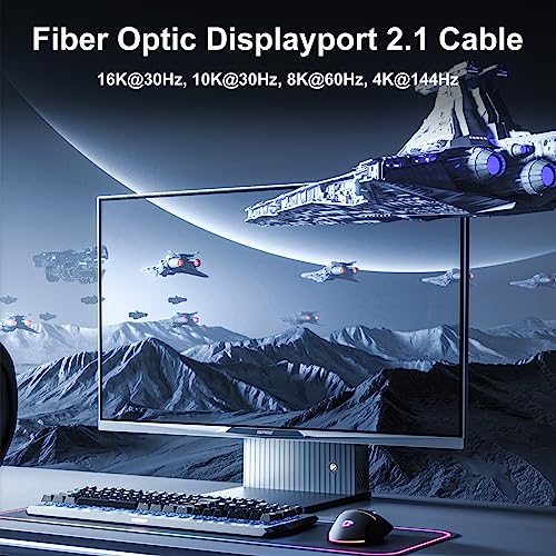 16k Cable: FIBBR 16K Fiber Optic DisplayPort Cable 2.1 – Side View