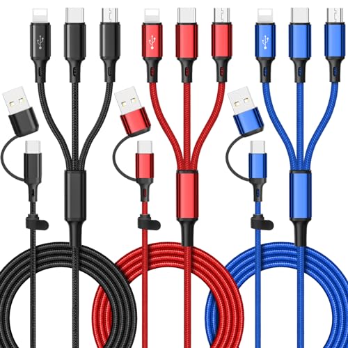 Cable Multi: Ankndo 6-in-1 Multi Charging Cable 3-Pack 4FT – Front View