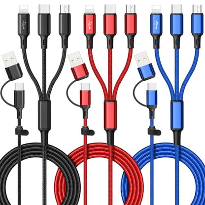 Cable Multi: Ankndo 6-in-1 Multi Charging Cable 3-Pack 4FT – Front View