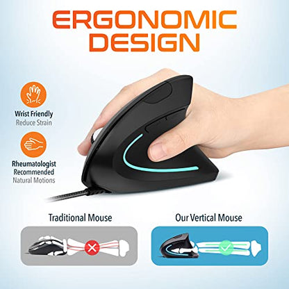 Delton S12: Ergonomic Vertical Wired Mouse – Side View