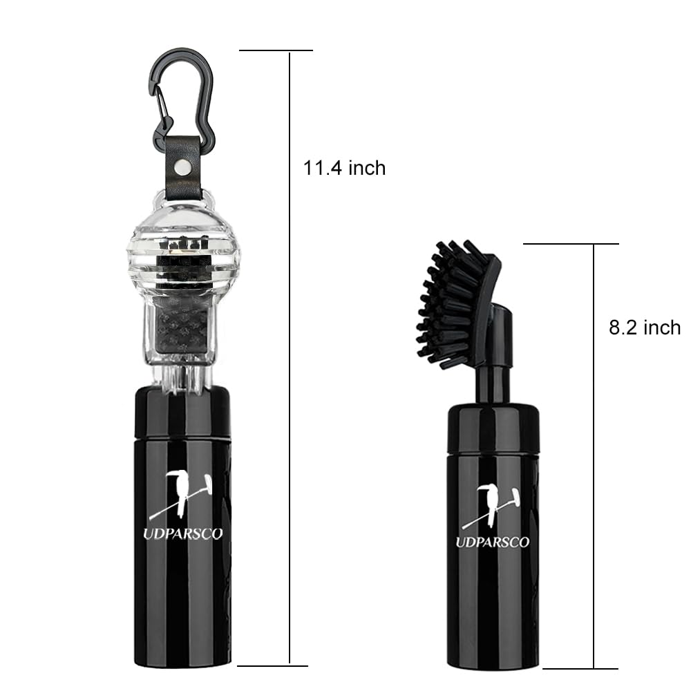 UDPARSCO Golf Club Water Brush, Heavy Duty Nylon bristles, Golf Club Water Cleaner, Anti-Leak Finger Pump Spray, Golf Water Brush, 5 Ounces Water, Excellent Golf Gift for Men (White and Black)