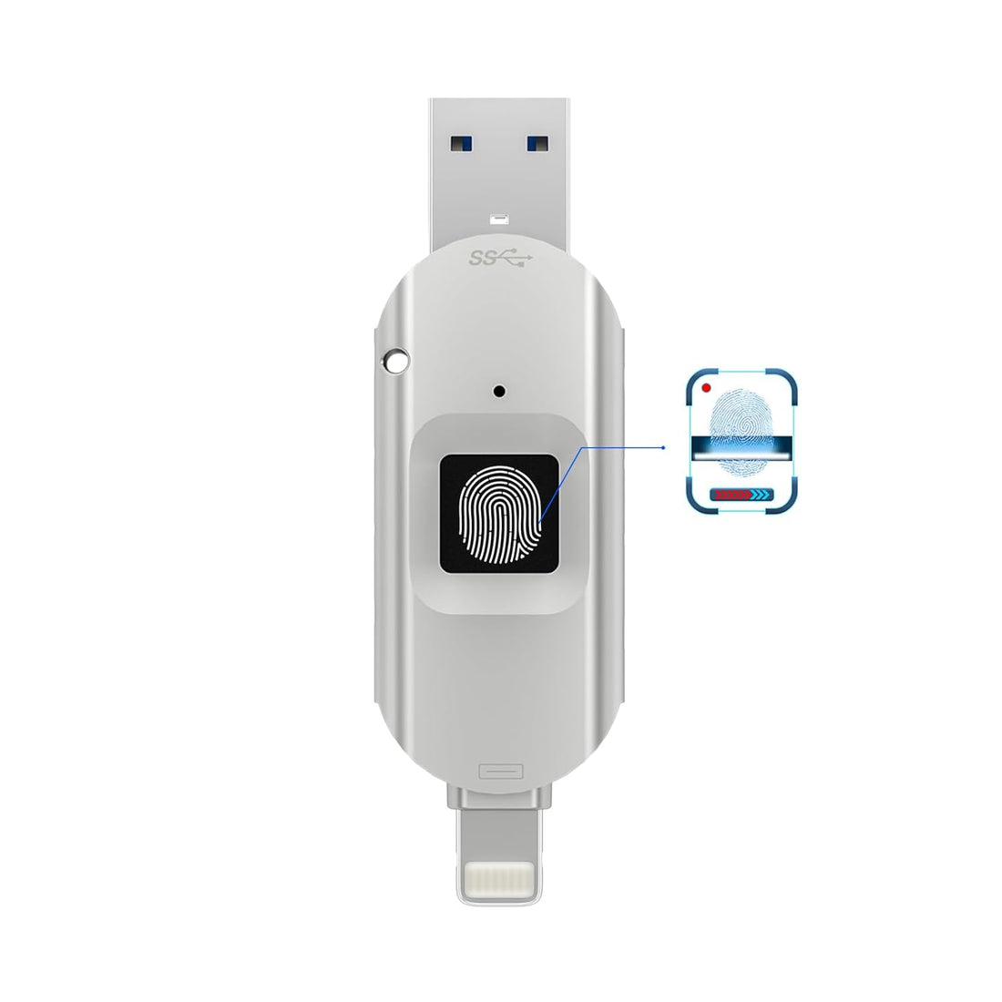 USB Flash Drive 128GB USB Flash Drive 2 in1 Encrypted USB Drive External Storage Flash Drive for iPhone/iPad/iPadmini/Mac/PC