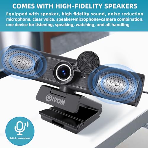 Oivom Webcam: 1080P Web Camera with Microphone and Speaker – Close-up Detail