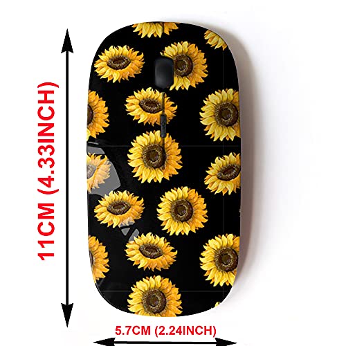Wireless Mouse: 2.4G Cute Sunflower Pattern Design – Side View