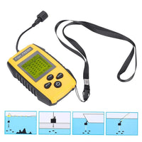 Portable Fish Depth Finder - Sonar Transducer LCD Display - Fishing Gear for Kayaks Boats - Handheld Fishfinder Accessory