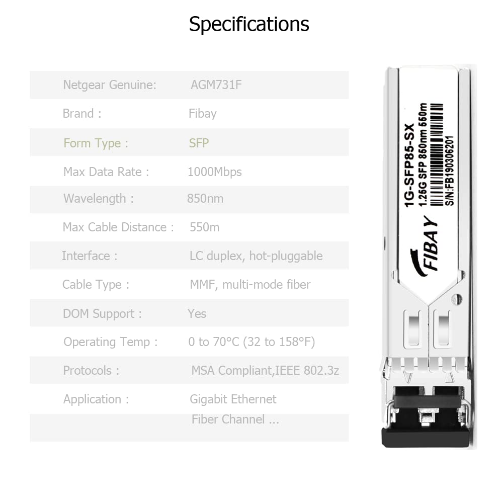 1.25G SFP SX for Netgear AGM731F Ubiquiti UF-SM-1G 1000Base-SX Multi-Mode Mini GBIC 850nm MMF 550m LC DOM Transceiver Module