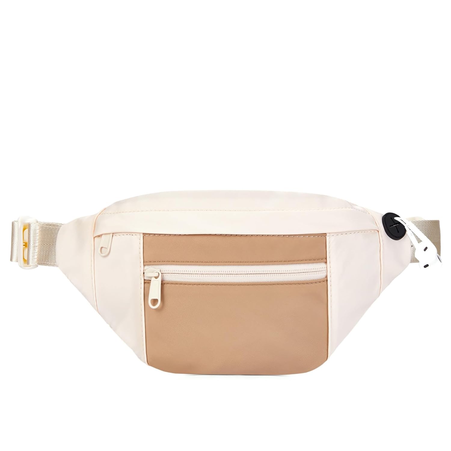 Telena Crossbody Fanny Pack for Women Men Fashion Waist Pack Belt Bag with 4-Zipper Pockets for Hiking Running Travel, 1-Beige Khaki