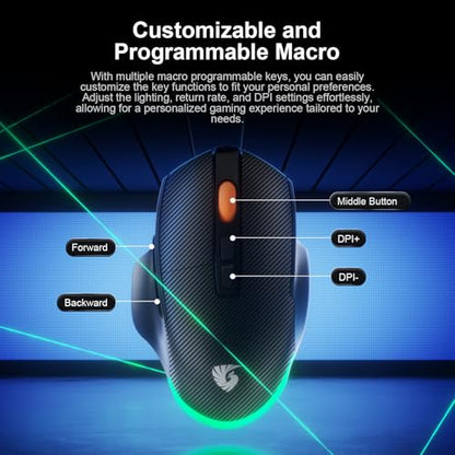 Mouse Chatreey: Chatreey Wireless Gaming Mouse Programmable – Side View
