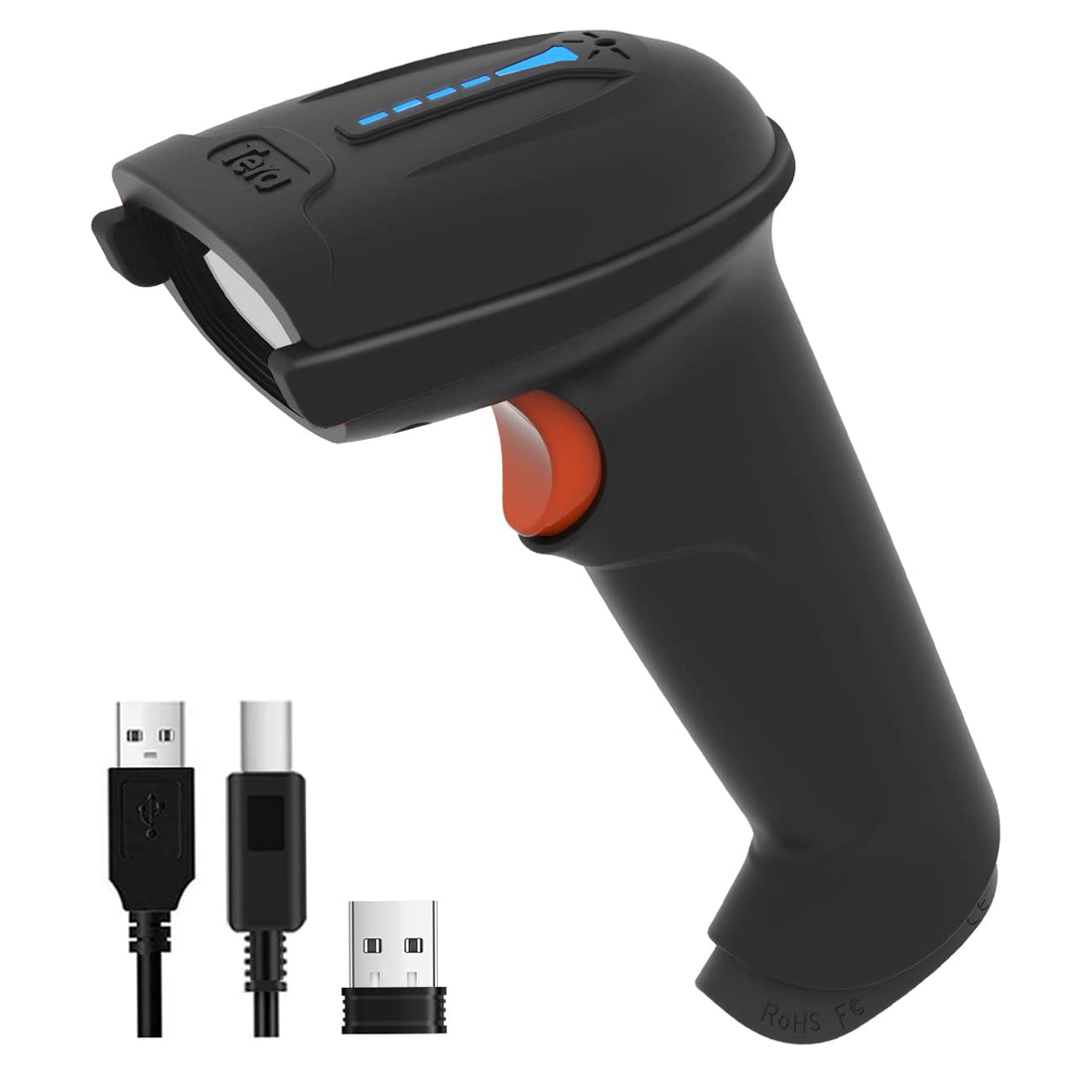 Tera Barcode Scanner 2D QR Wireless and Wired with Battery Level Indicator 1D Digital Printed Bar Code Reader Cordless Handheld Barcode Scanner Plug and Play Model D5100