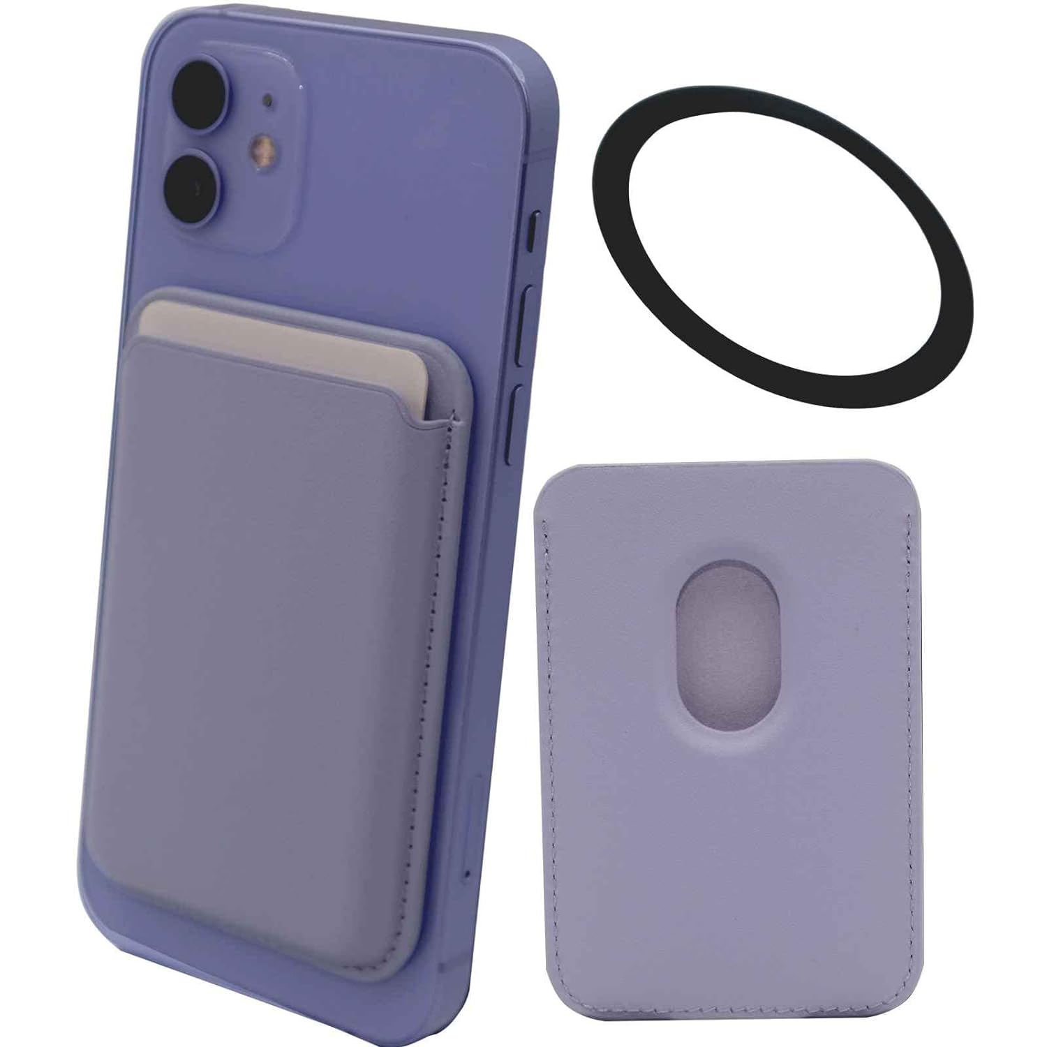 Meroqeel Magnetic Phone Leather Wallet Card Holder for Phone - Light Purple, Light Purple