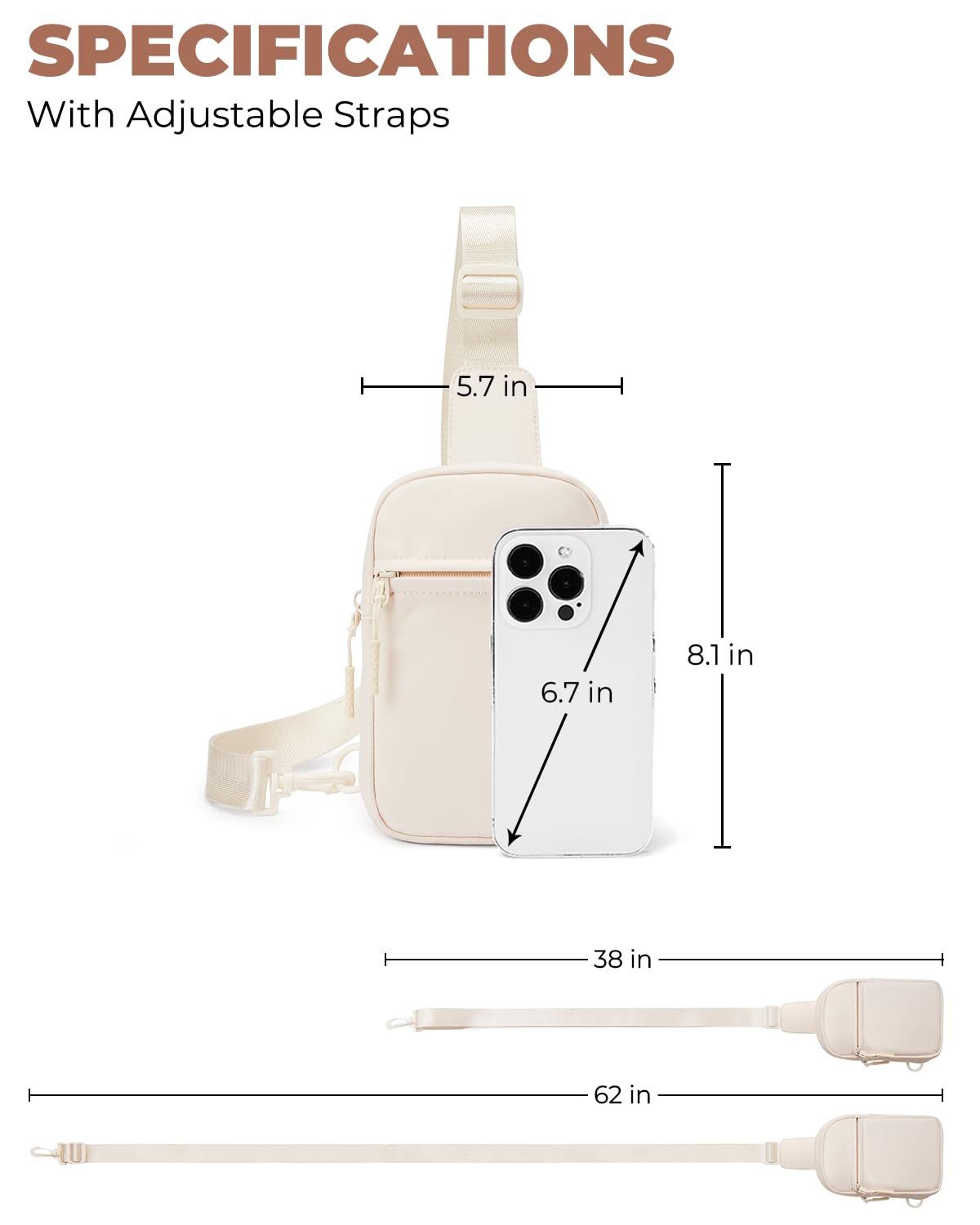 CHOLISS Small Sling Bag for Women and Men, Crossbody Bags Trendy with Extended Strap, Lightweight Chest Bag