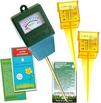 Moisture Sensor Kit, Rain Gauge Lawn Watering & Tip Magnet | Plant, Grass & Garden Care