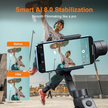 Gimbal Stabilizer: FUNSNAP 3-Axis Phone Stabilizer with – Side View