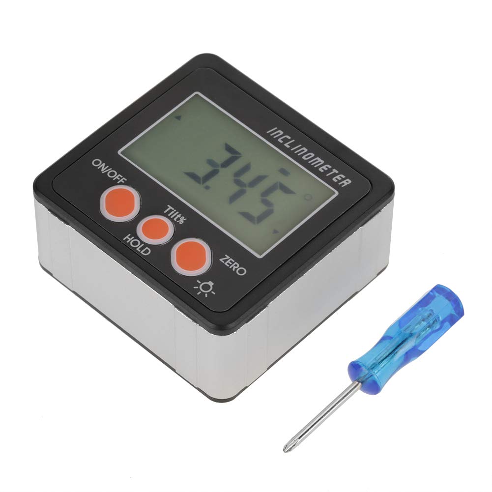 Digital Angle Gauge IP54 Digital Inclinometer with Magnetic Base & LCD Display Screen,Accurate Fast 4 x 90° (Black)