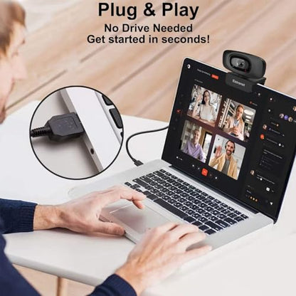 Estranst Autofocus 2K Webcam: External Computer Camera with – In Use