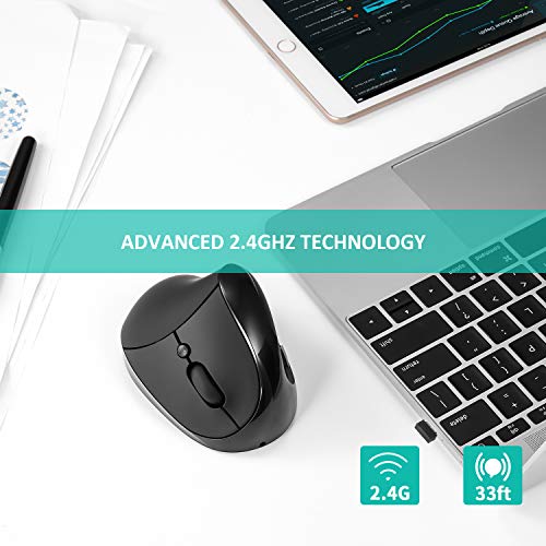 Aurtec Vertical Mouse: Aurtec Rechargeable 2.4G Wireless – Close-up Detail