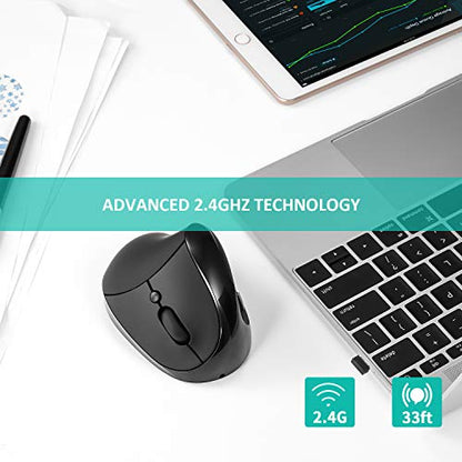 Aurtec Vertical Mouse: Aurtec Rechargeable 2.4G Wireless – Close-up Detail