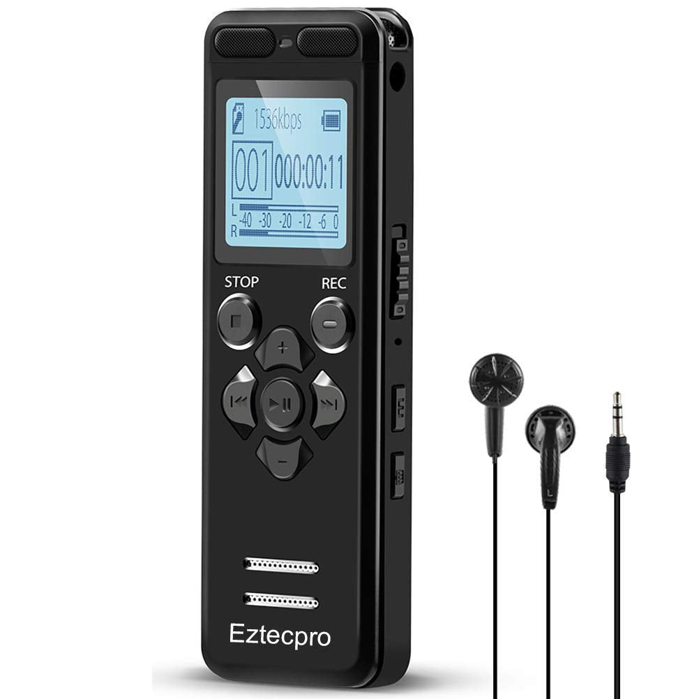16GB Digital Voice Recorder for Lectures - 1536kbps 1120 Hours Sound Audio Activated Recorder Dictaphone Voice Recording Device with Playback,MP3 Player,Password,Variable Speed,TF Card Expansion