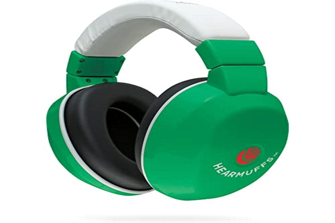 Lucid Audio HearMuffs Kids Hearing Protection Green/White (Over-The-Ear Sound Protection Ear Muffs Ages 5+)