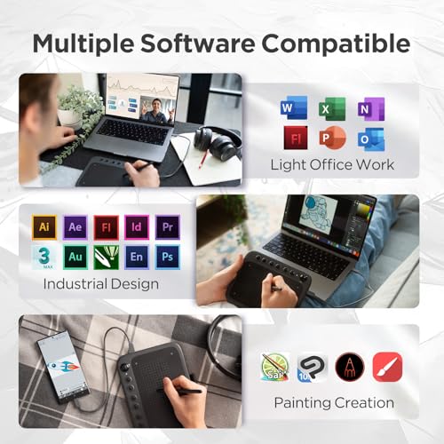 Drawing Tablet: UGEE Q6 6.5x4 Inch Graphic Tablet with 6 – Back View