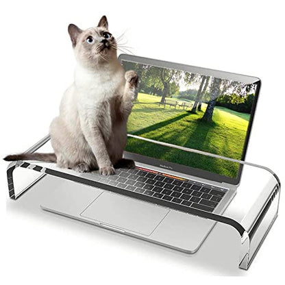 Stand Keyboard: ZEAYIFA Clear Acrylic Monitor Stand – Front View