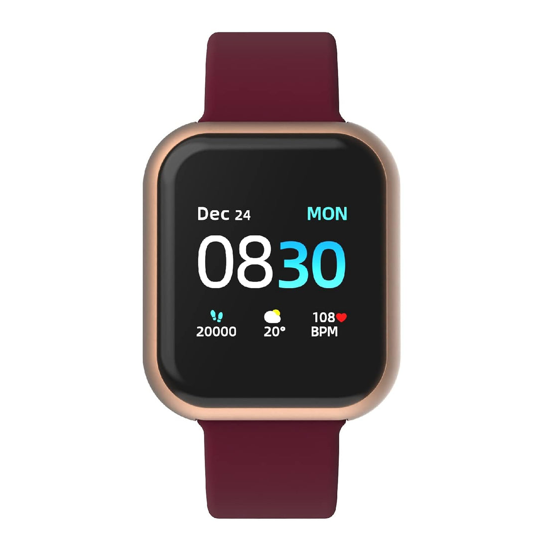 iTouch Air 3 Smartwatch for Fitness, iPhone and Android Compatible, Pedometer, Walking and Running Tracker for Women and Men (Merlot/Rose Gold)