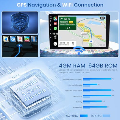 8 Core 4+64G Android Car Radio Stereo for Toyota Corolla – Close-up Detail