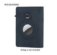 Fermido Airtag Wallet for Men, Blue Leather, Slim Airtag Wallet for Men