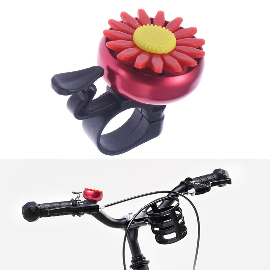 VANZACK Cycling Handlebars Bell Aluminum Alloy Bicycle Bell Loud Crisp Sound Bike Horn Sunflower Bike Bell