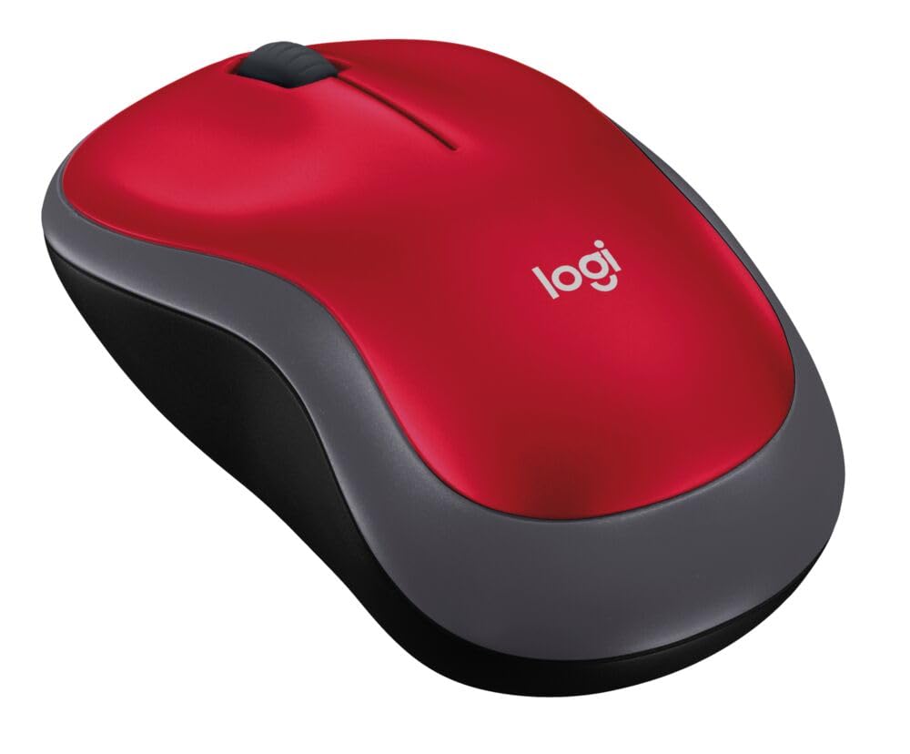 Logitech M185 Wireless Mouse, Red 910-003635