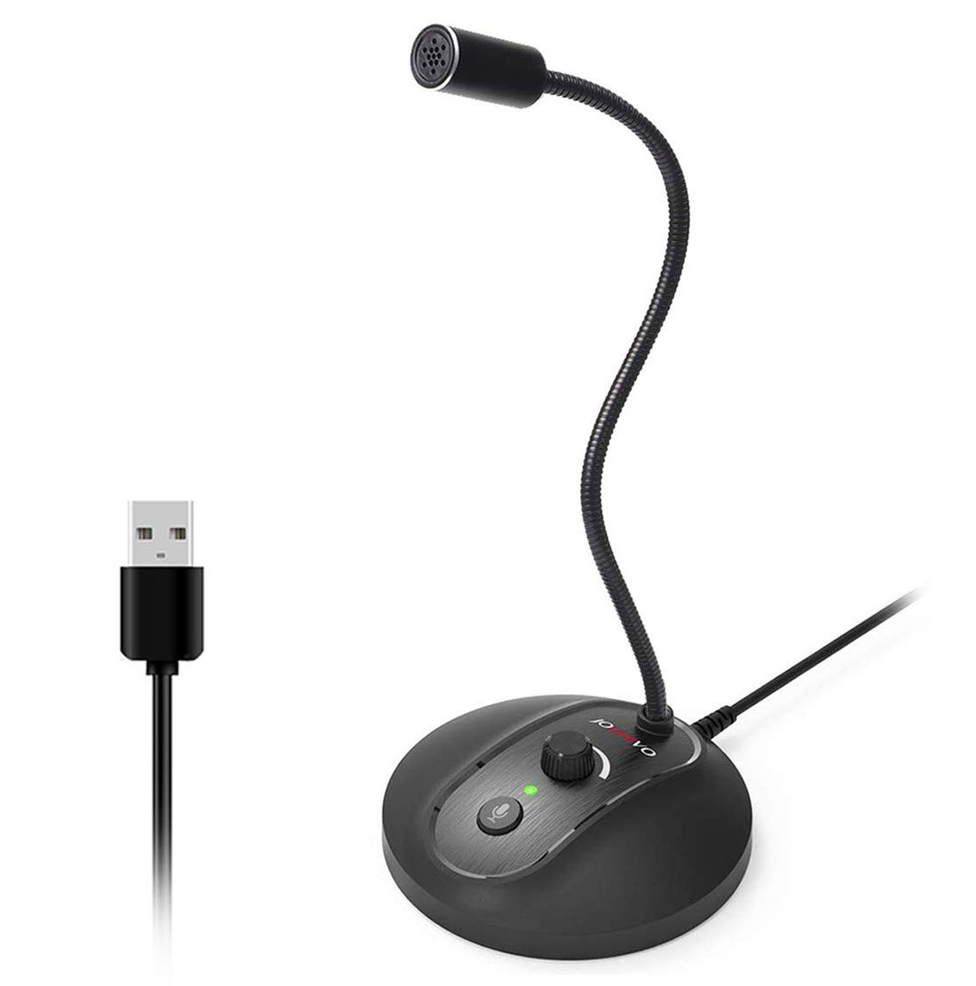 USB Computer Microphone with Mute Button,Plug&Play Condenser,Desktop, PC, Laptop, Mac, PS4 Mic with Stand & LED Indicator -360 Gooseneck Design -Recording, Dictation, Youtube, Skype, Gaming, Streaming