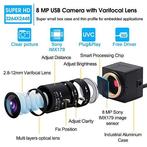 Camera Webcamera: Hotpet 2.8-12mm Varifocal Lens USB Camera – Side View