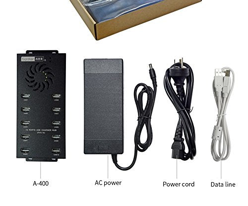 Hub Port: Sipolar 10-Port Powered USB Data Hub – Back View