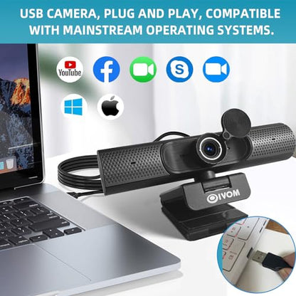 Oivom Webcam: 1080P Web Camera with Microphone and Speaker – In Use