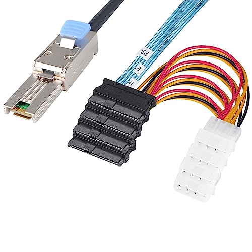 Heretom 2PCS Mini-SAS SFF-8088 26P to 4 X SAS SFF-8482 29 – Front View