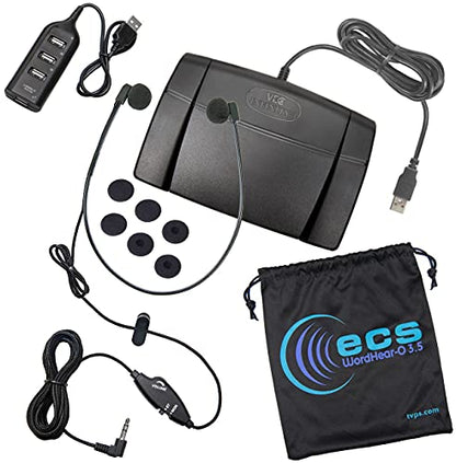ECS 3.5 mm Stereo and Mono Audio Transcription Headset with – Front View