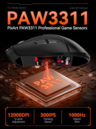 FMOUSE Wireless Gaming Mouse: PAW3311 Sensor – Side View