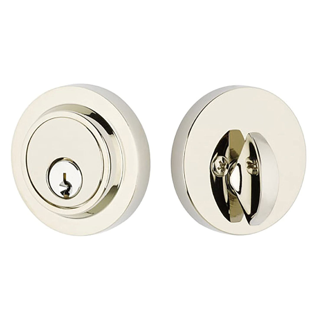 Emtek Deadbolt Single Cylinder Solid Brass Round Modern Style Deadbolt, C-Keyway, Model: 8467, Color: Polished Nickel (US14)