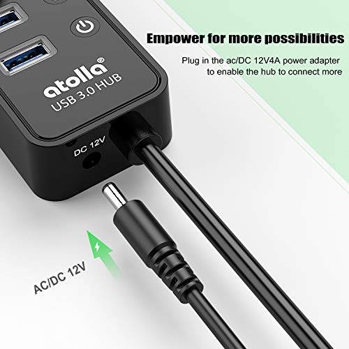 Hub Data: Atolla Powered USB 3.0 Hub 11-Port Data Hub with – Back View