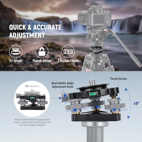 NEEWER Tripod Head Leveling Base Camera Leveler with Bowl – Side View