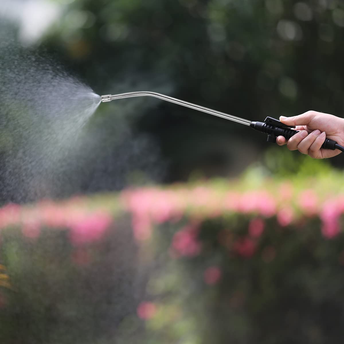 CLICIC Sprayer Universal Extended Wand with Adjustable Nozzle, Watering Sprayer Wand for Lawn and Garden Use,Stainless Steel, 16.7-27.5In