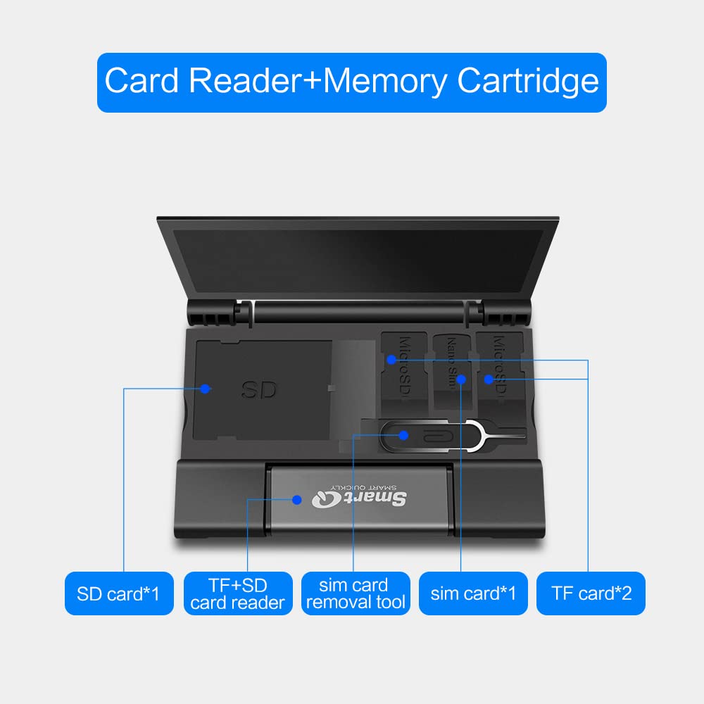 SmartQ C350 Type-C and Type A USB Memory Card Reader with USB 3.0 Super Speed for MicroSDXC, MicroSDHC, SD, SDXC, SDHC, SD Cards, Works for Windows, Mac OS X, Android Devices (Grey Trio w Case)