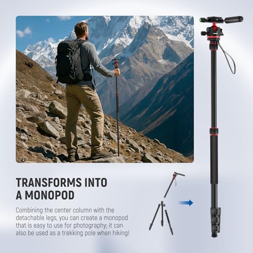 NEEWER 77" Camera Tripod Monopod with 360 – Back View